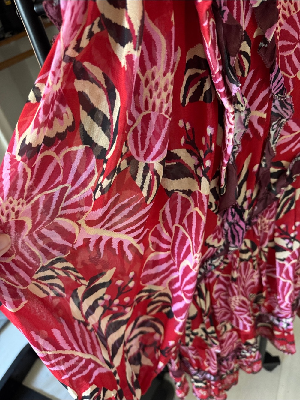 FARM Rio Mixed Floral Ruffled Mini Dress XS - Picture 5 of 10